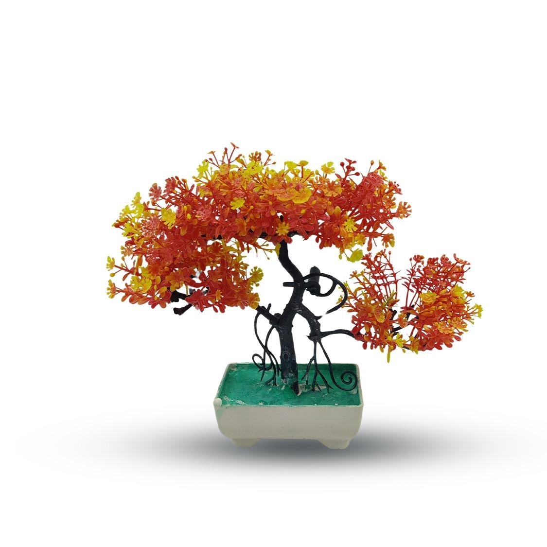 Orange Artificial Bonsai Tree ( 1 Piece ) - Bonsai Tree Room Decor for Home, Office & Bedroom | Best Artificial Pot - Image 2