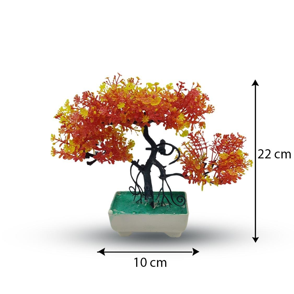 Orange Artificial Bonsai Tree ( 1 Piece ) - Bonsai Tree Room Decor for Home, Office & Bedroom | Best Artificial Pot