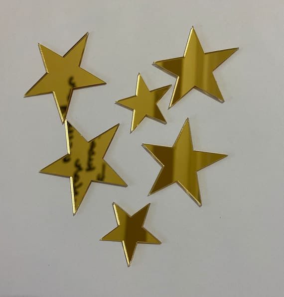 15 stars Mirror Matrial Acrylic Wall Art Decor star Stickers Decals for Kids Girls Bedroom Bathroom Playroom golden - Image 2