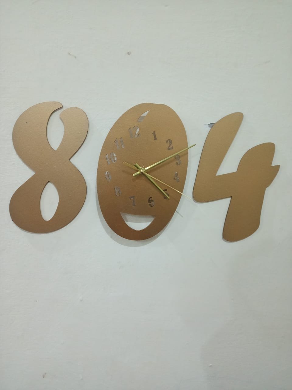 3d wall clock Wooden Golden color Wall Clock (804) - Image 3