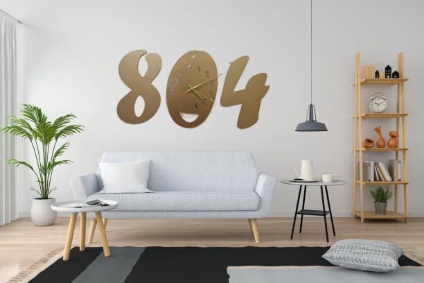 3d wall clock Wooden Golden color Wall Clock (804) - Image 2