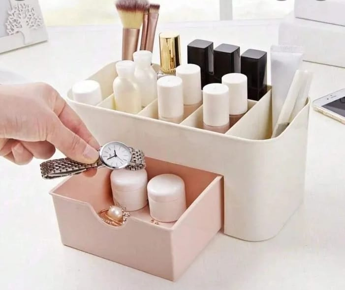 Plastic Makeup Storage Box With Small Drawer For Bathroom, Organizer Drawers, Makeup Brush Organizer Space… - Image 4