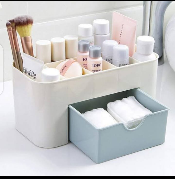 Plastic Makeup Storage Box With Small Drawer For Bathroom, Organizer Drawers, Makeup Brush Organizer Space… - Image 3