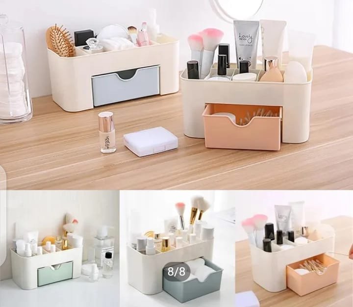 Plastic Makeup Storage Box With Small Drawer For Bathroom, Organizer Drawers, Makeup Brush Organizer Space… - Image 2