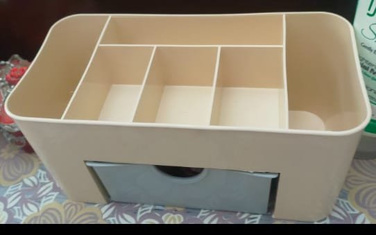 Plastic Makeup Storage Box With Small Drawer For Bathroom, Organizer Drawers, Makeup Brush Organizer Space…