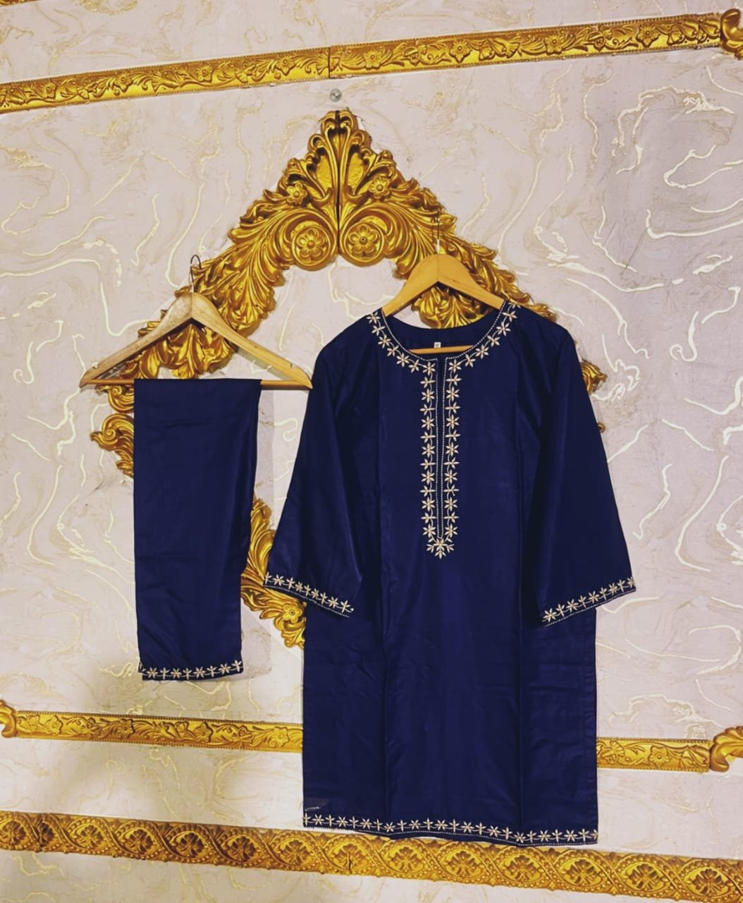 2pcs Stitched Suits 2 Pcs Elegant Women's Stitched Embroidered Linen Shirt And Trouser - Image 2