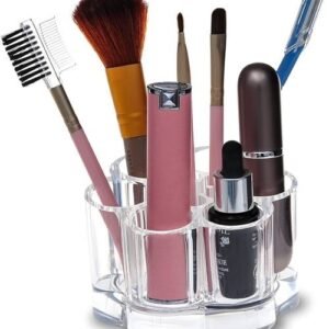 6 Slot Round Shape Lipstick Organizer Flower Shape Clear Acrylic Makeup Cosmetic Jewelry Storage Case Makeup Brush…