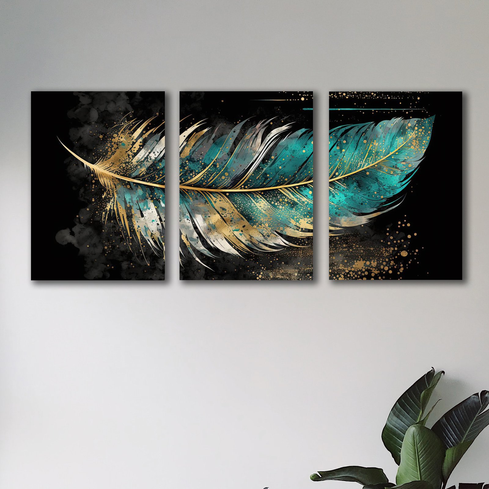 set of 3 leaf art wooden frames for wall decoration / sticky photo tiles - Image 2