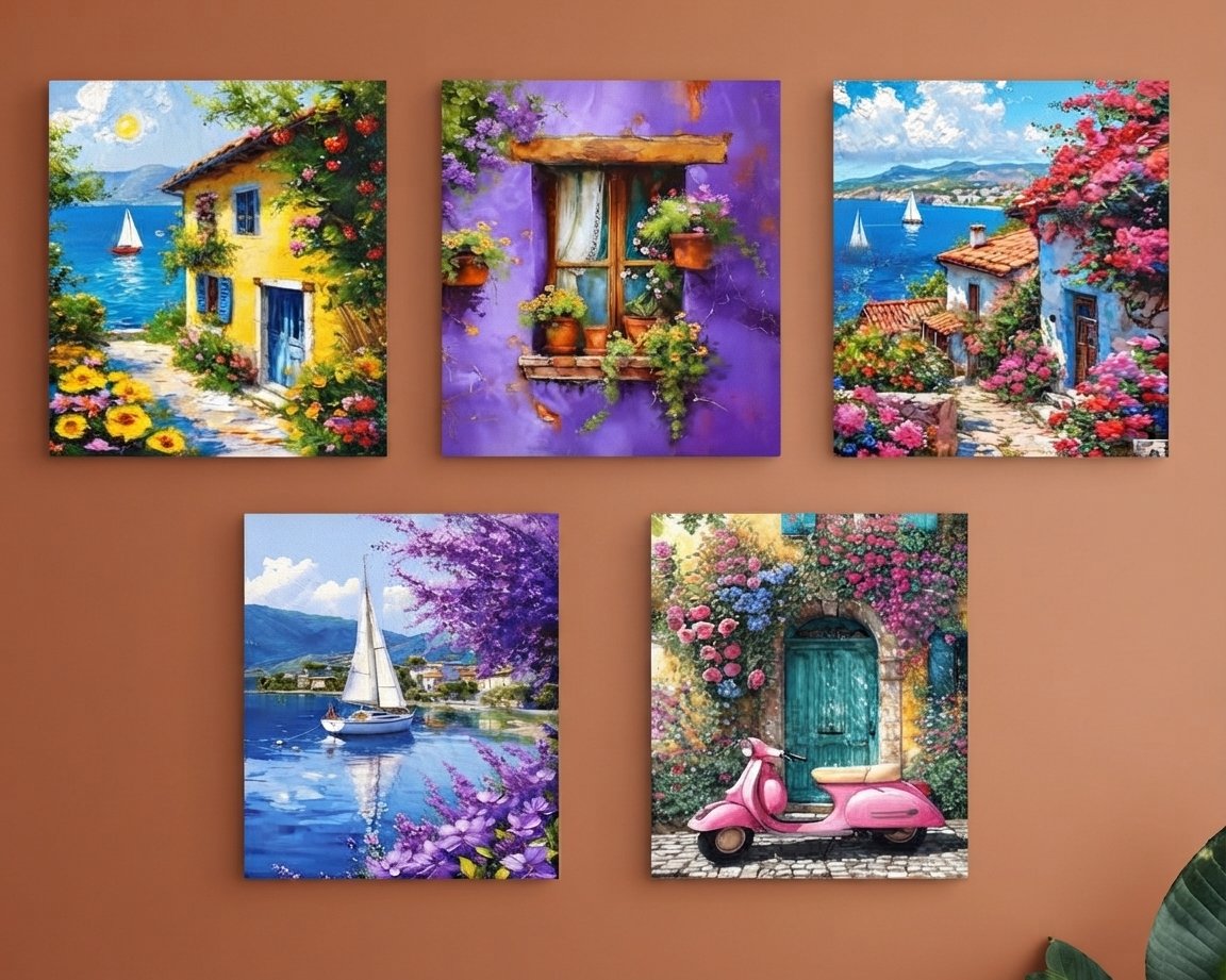 Set Of 5 Premium Wall Art Photo Tiles Modern Picture Frames For Home Decor Gallery Walls And Living Room Display