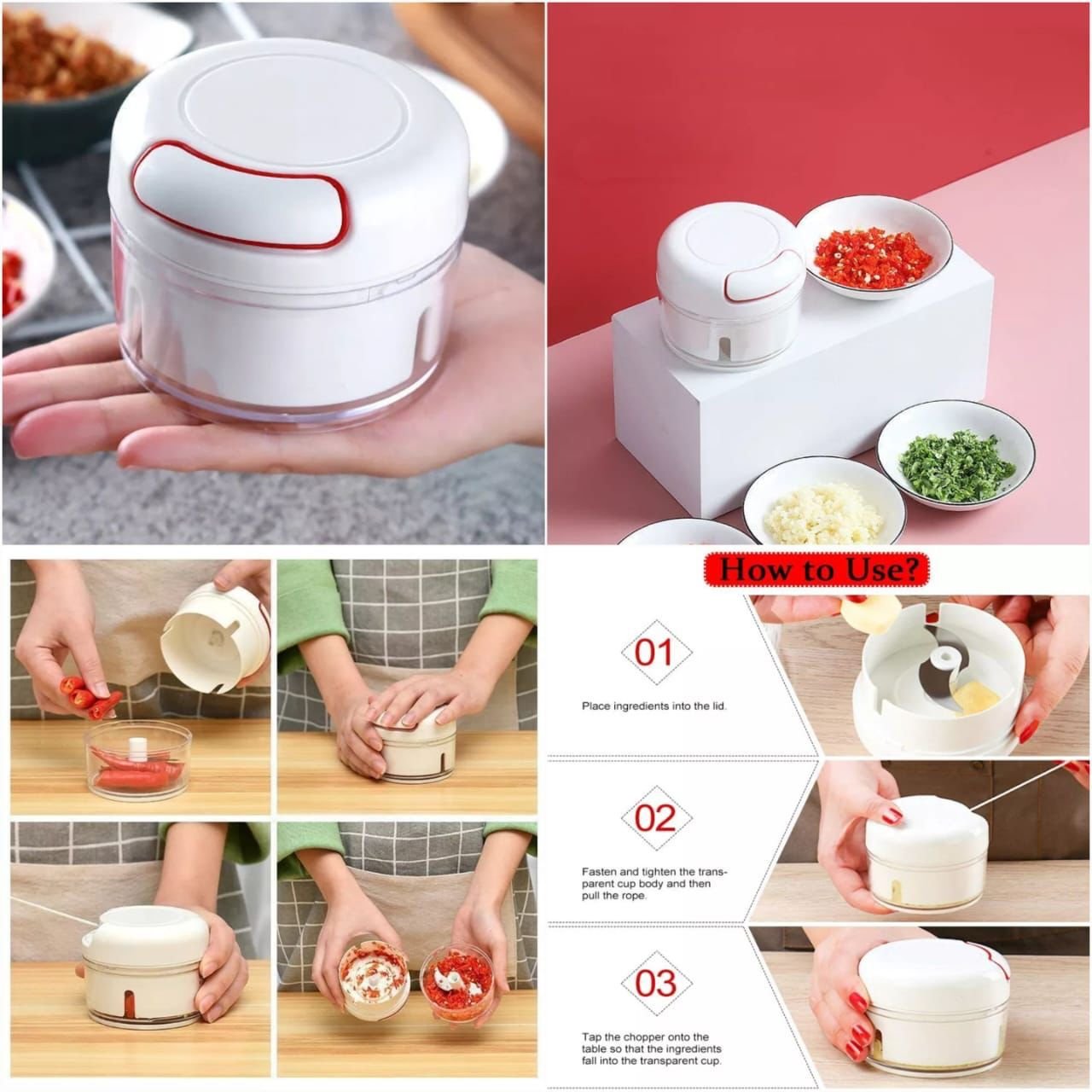 MINI FOOD CHOPPER Powerful Meat Grinder Hand - power Food Chopper Mincer Mixer Blender Chop Meat Fruit Vegetable… - Image 4