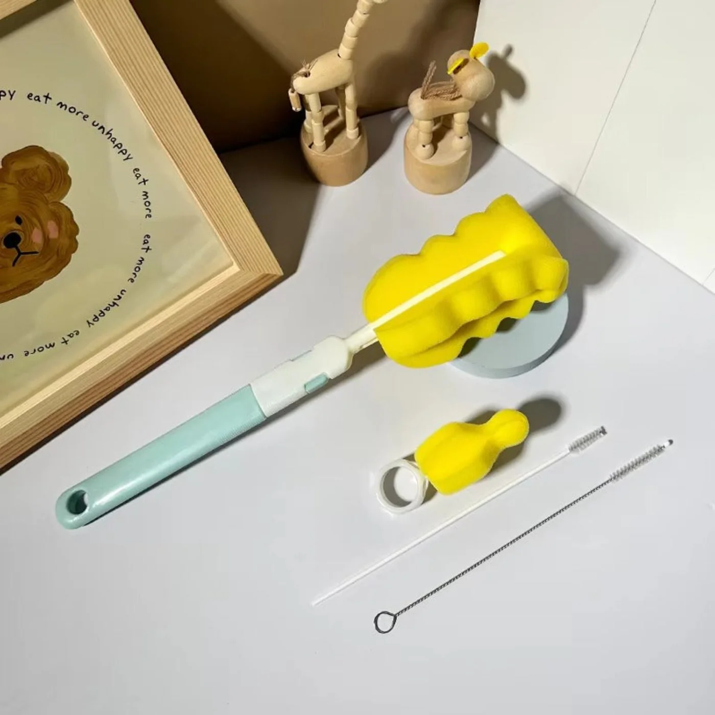 (pack of 3 )Baby Bottle and Teath Brush Set with Changeable Endings - Bottle, Sponge, Straw, and Pacifier (random… - Image 2