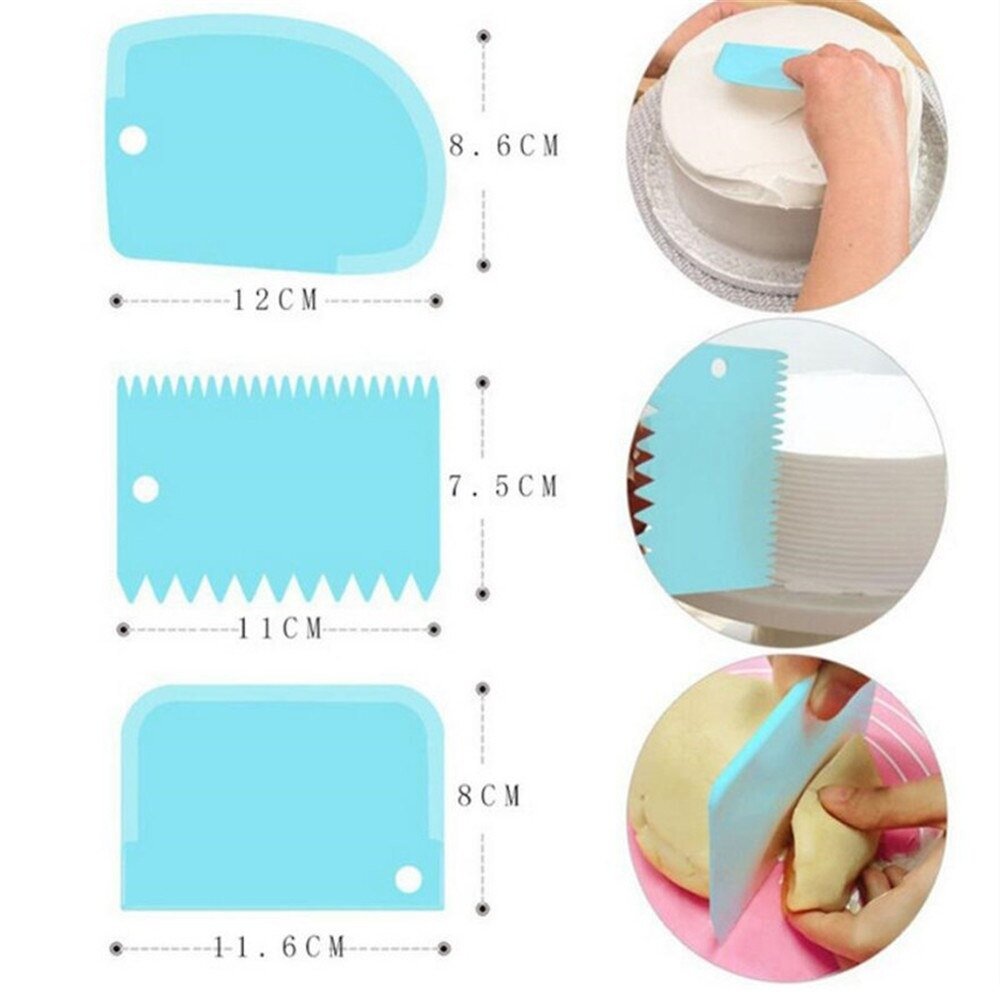3PCS/Set DIY Cake Cream Scraper Set Cake Decorating Tools Multifunctional Irregular Teeth Edge Kitchen Baking… - Image 3
