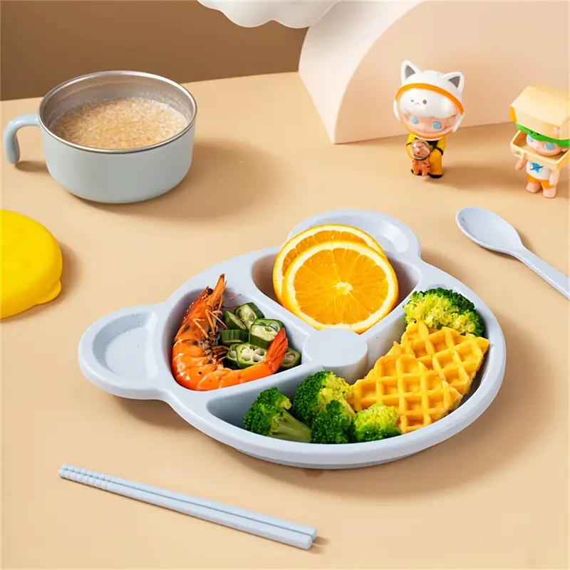 5 Pcs Bear Plate Set - Cartoon compartment dinner plate | Includes Divided Plate, Fork & Spoon, Perfect For… - Image 5