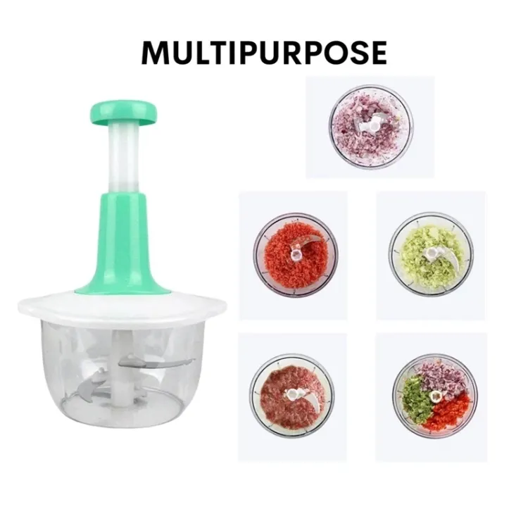 Manual Hand Push Chopper | Multi - functional Vegetable Meat Grinder, Grater, Chopper - 1.5 Liter (Random Color)