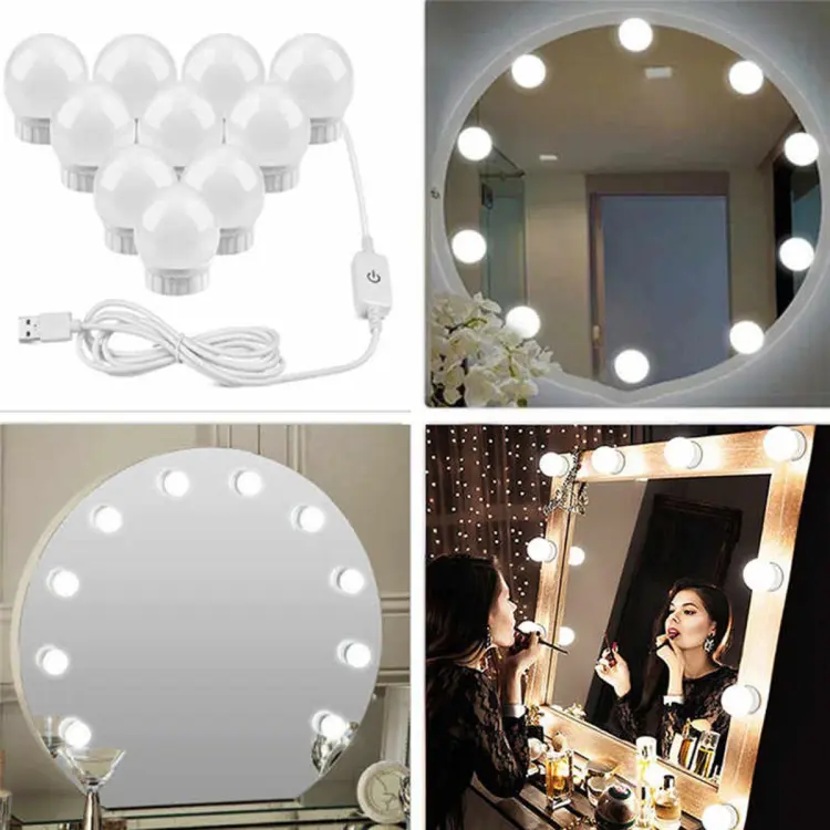 Vanity Mirror Fill Light Adjustable Luminance 3 Colors LED USB Wall Bulbs String For All Pretty 3 Colors Dimmable… - Image 3