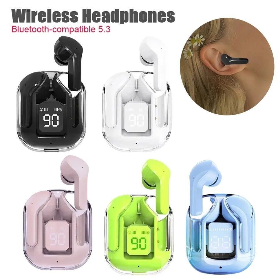 Air31 Wireless Crystal Transparent Bluetooth/Airpods/Earbuds ( random colour) - Image 2