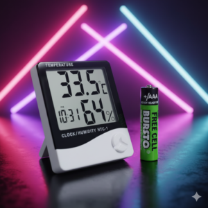 Professional LCD Indoor Temperature & Humidity Monitor - Large Display, Accurate Readings + Free Battery.