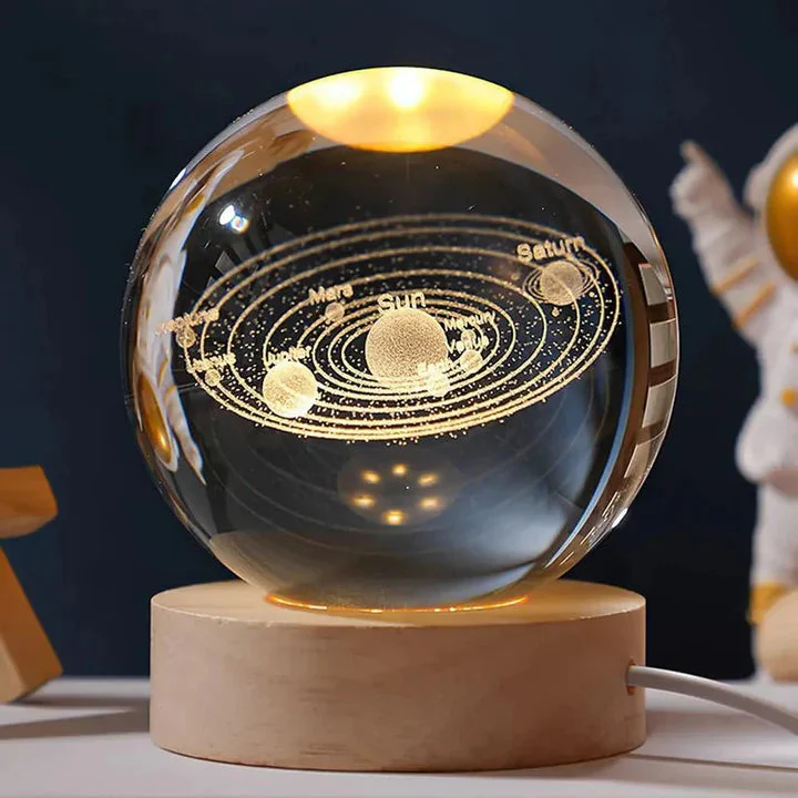 3D Galaxy Crystal Ball Night Light for Kids with USB Table Colorful LED Wooden Light Base, Birthday Gift for Teens… - Image 2