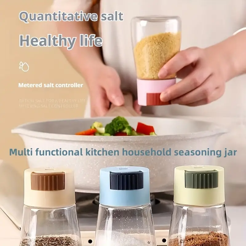 Sealed Seasoning quantitative Bottle salt pepper condiment Dispenser Glass Spice Jar | Salt Control Bottle Press… - Image 3