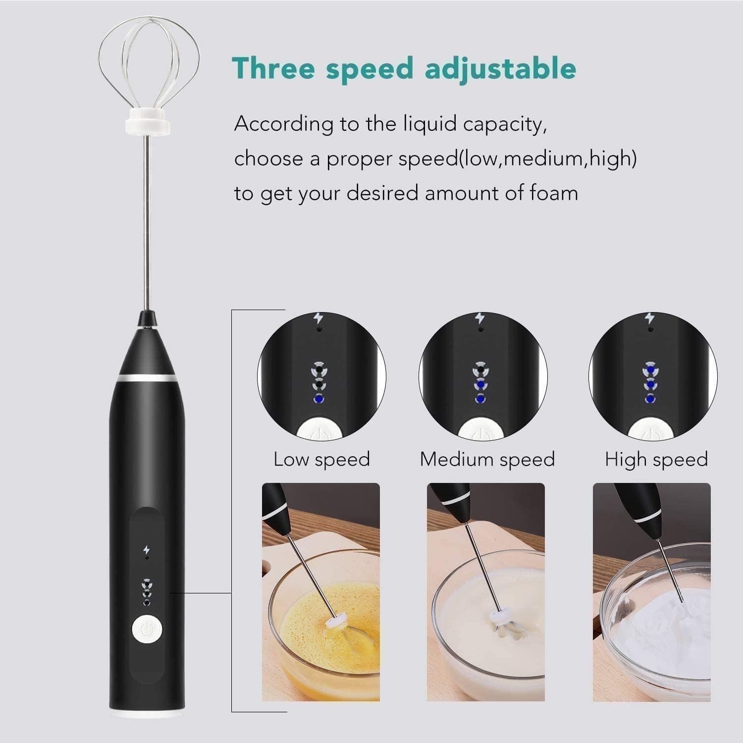 Rechargeable Electric Coffee Mixer Egg Beater Quick Frothing Action - Image 3