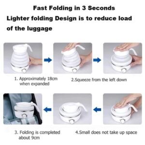 Portable & Foldable Electric Kettle Easy To Carry (Random Colour)