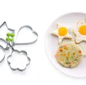 Pack Of 4 New Mould Style Fried Egg Pancake Shaper | Egg Shaper Kitchen Tools Star, Heart, Round, Flower Shaped…