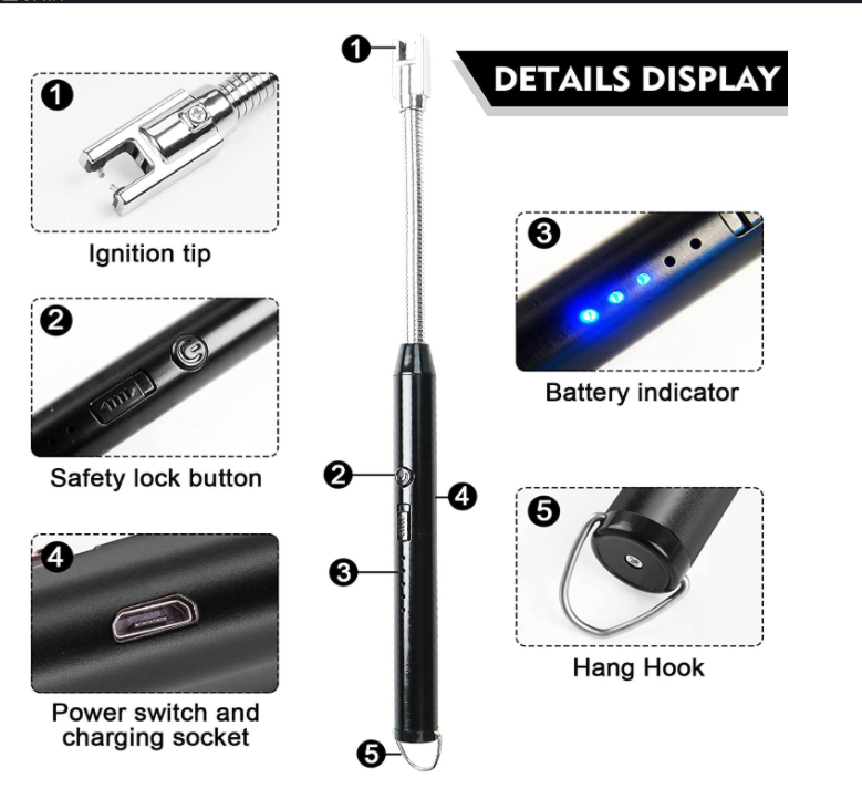 Arc Lighter With Usb Charging,flameless Windproof,led Battery Display,safety Switch,rotate 360 Degrees,for… - Image 5