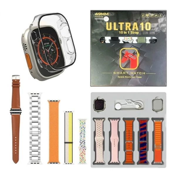 Ultra 10 Smart Watch | 10 in 1 Straps+Jelly Case | BT Calling | Super HD Display 49mm | Multi color straps &… - Image 2